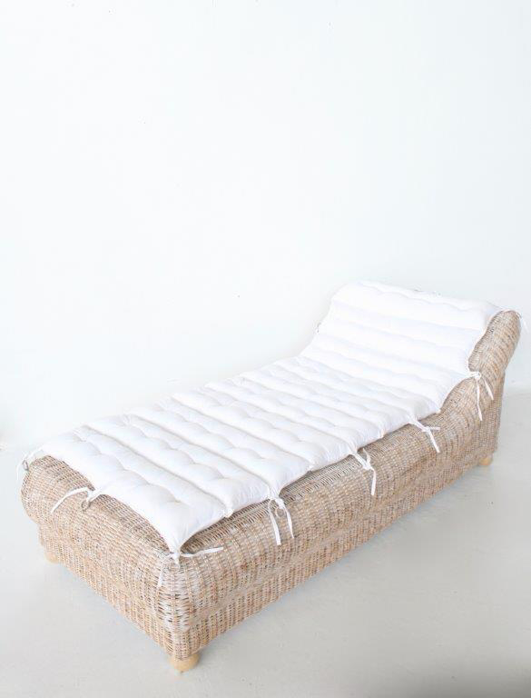 White Washed Rattan Day Bed & Cushion